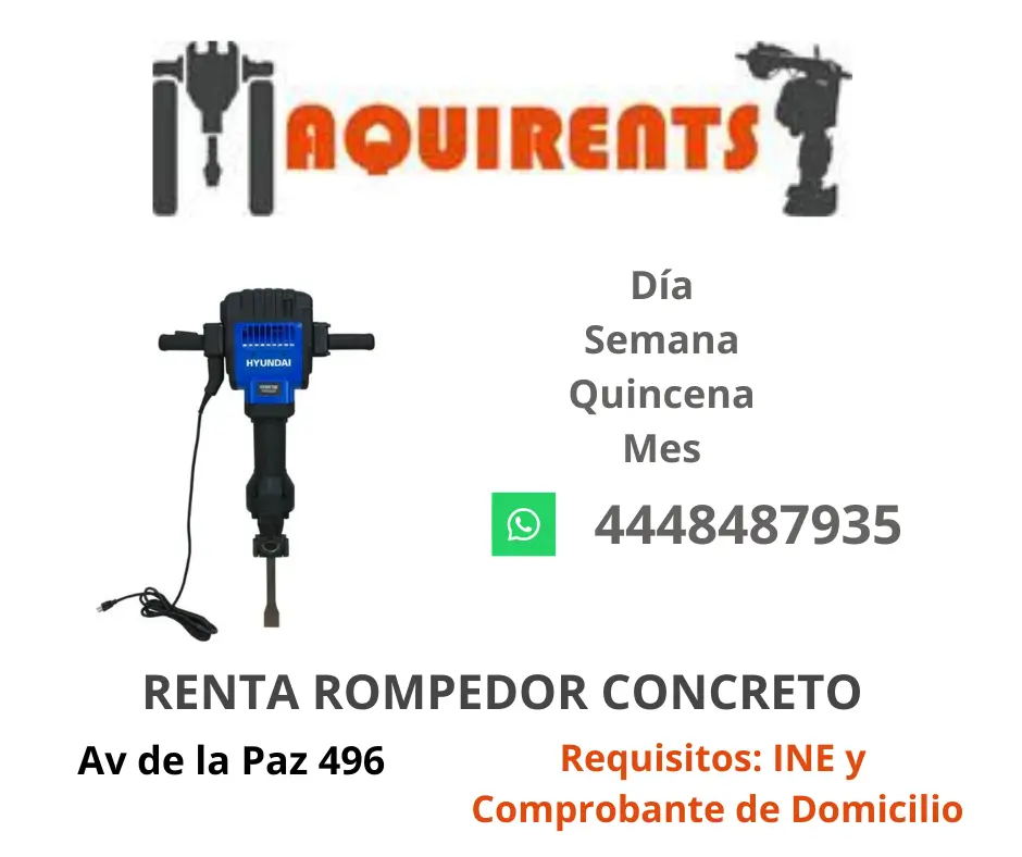Rompedor de Concreto 30 kg Renta Linea
