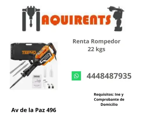 Rompedor de Concreto 22 kg Renta Linea
